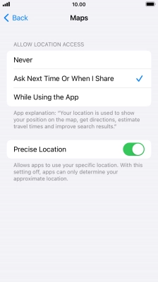 Press the required setting to turn the function on or off.