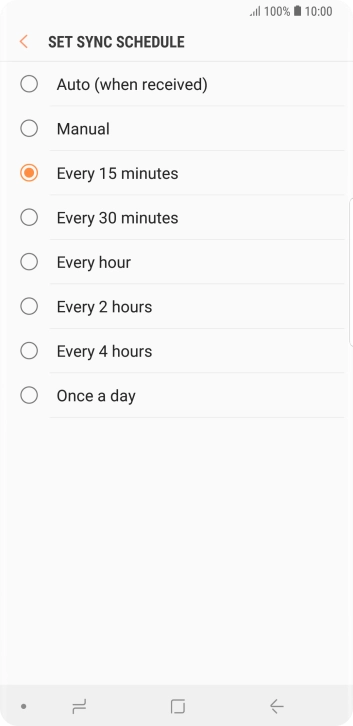 Press the required setting.