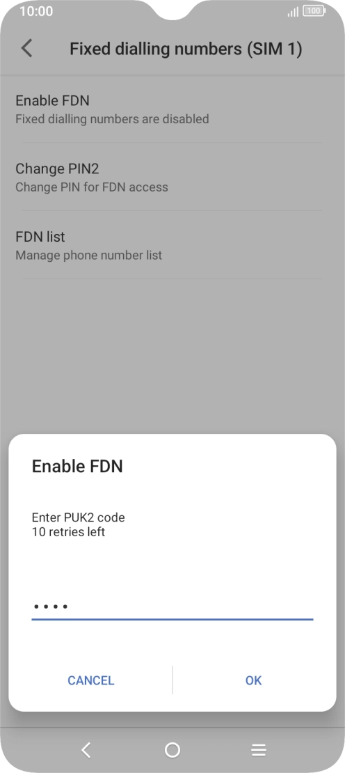 Key in your PIN2 and press OK. The default PIN2 is 0000.