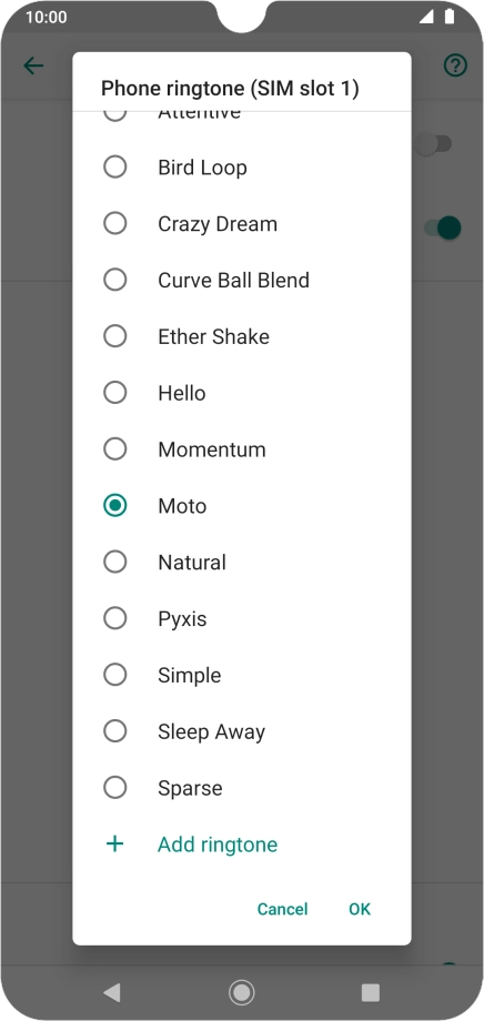 Press the required ring tone.