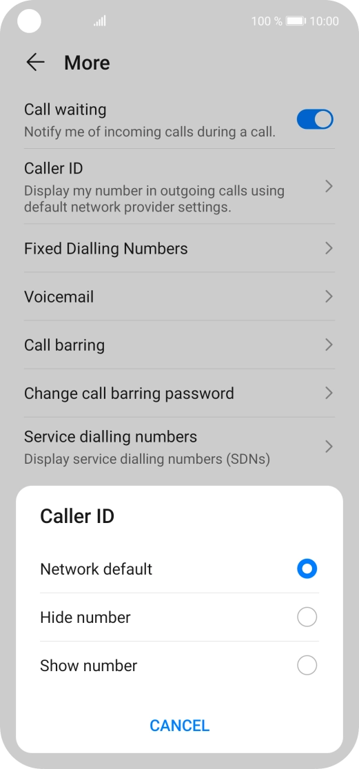 Press Show number to turn on caller identification.