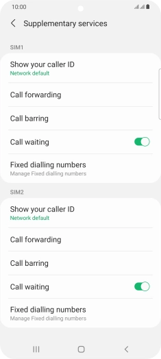 Press Call forwarding below the required SIM.