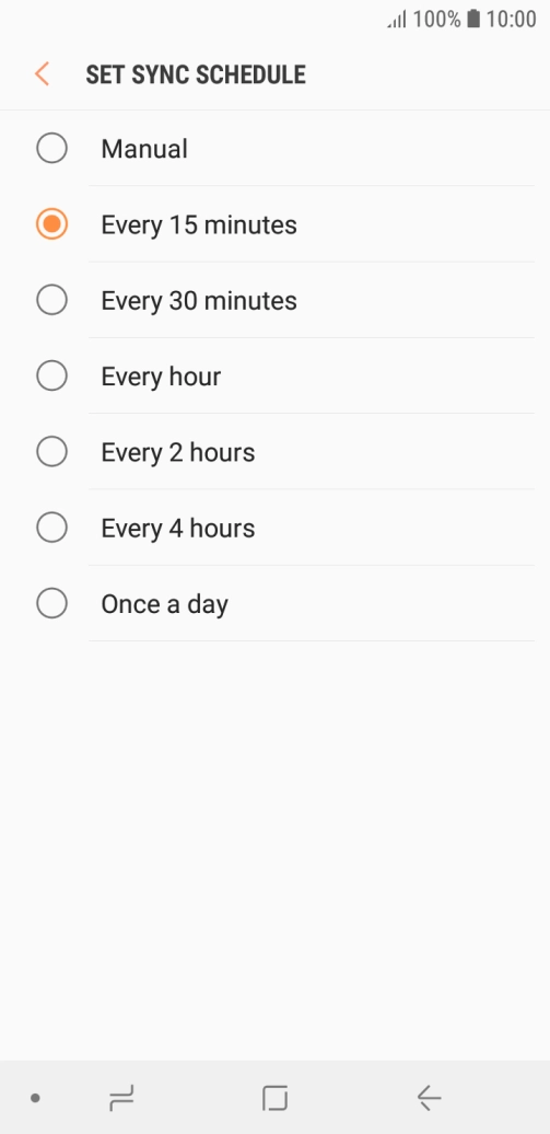 Press the required setting.