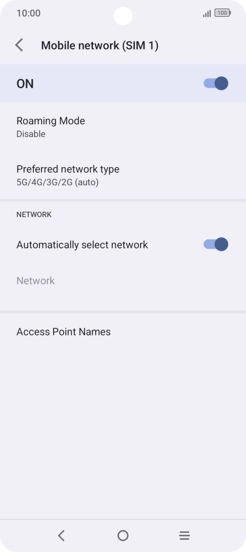 Press Preferred network type.