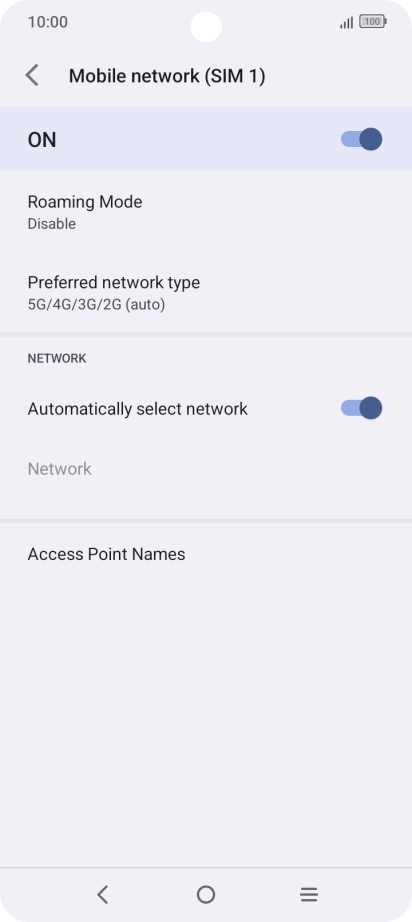 Press Preferred network type.