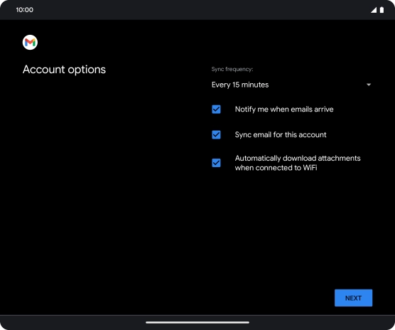 If this screen is displayed, you email account has been recognised and set up automatically. Follow the instructions on the screen to key in more information and finish setting up your phone.