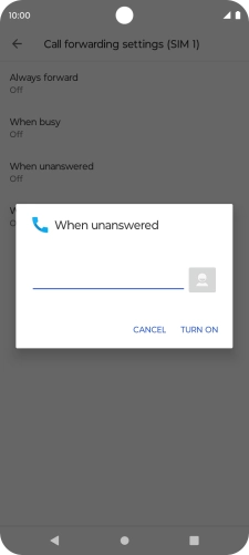 Key in +447953222222 and press TURN ON.