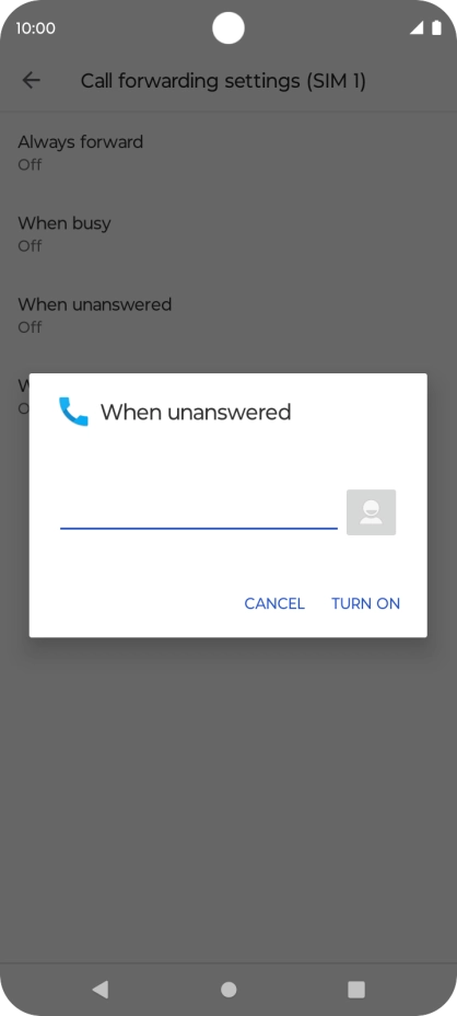 Key in +447953222222 and press TURN ON.