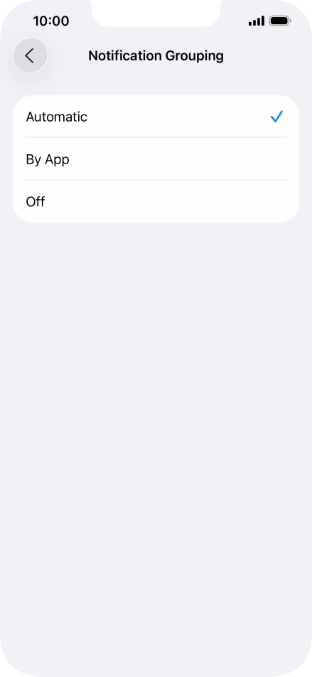 Press the required setting.
