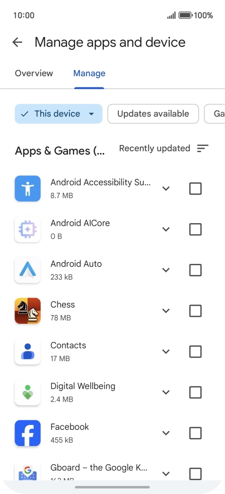 Press the required app.