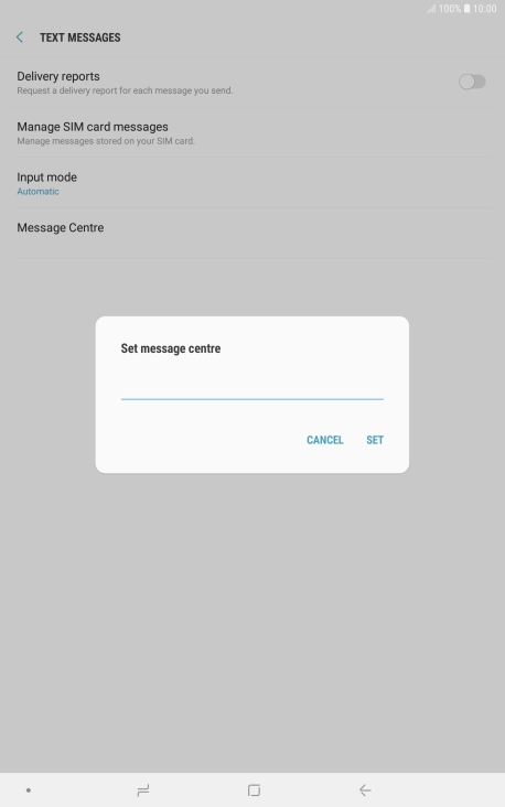 Key in +447958879879 and press SET.