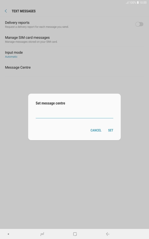 Key in +447958879879 and press SET.