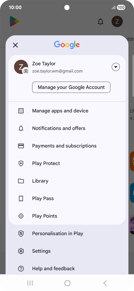 Press Manage apps and device.