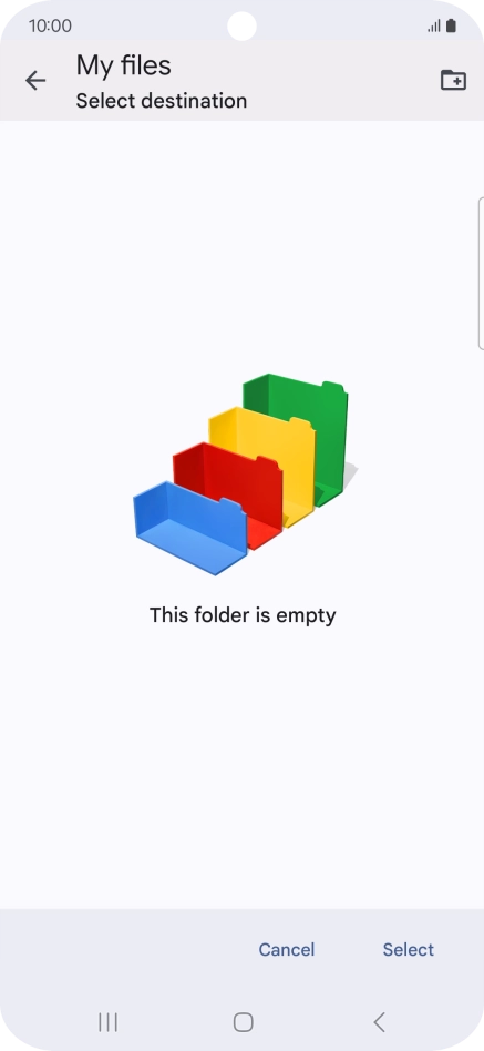 To create a new folder, press the new folder icon and follow the instructions on the screen to create a new folder.