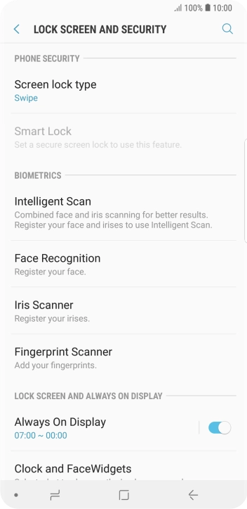Press Iris Scanner.