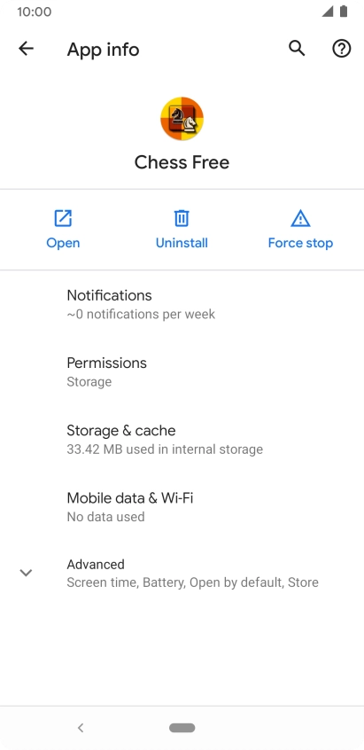 Press Storage & cache.