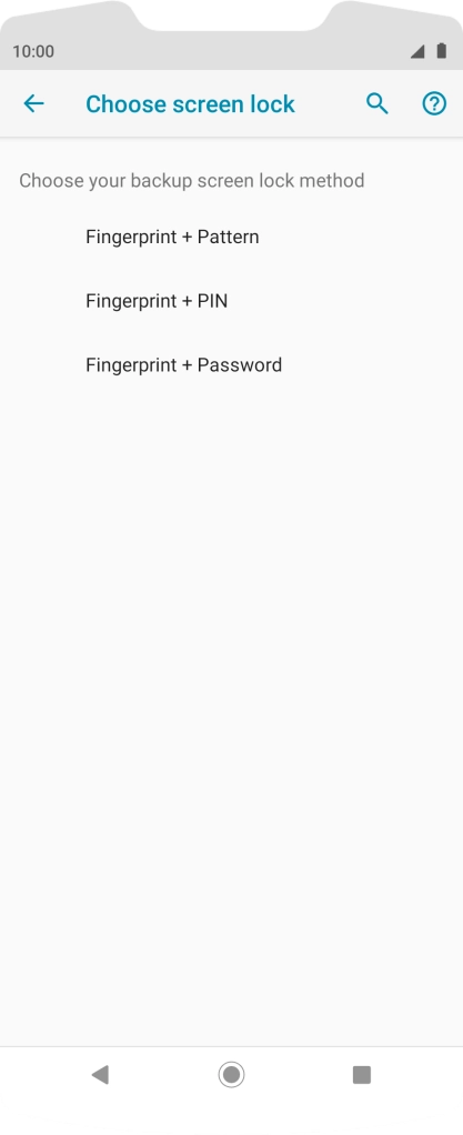 Press Fingerprint + Pattern and follow the instructions on the screen to create an additional phone lock code.