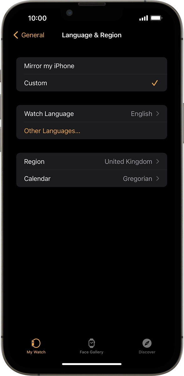 On your phone: Press Watch Language.