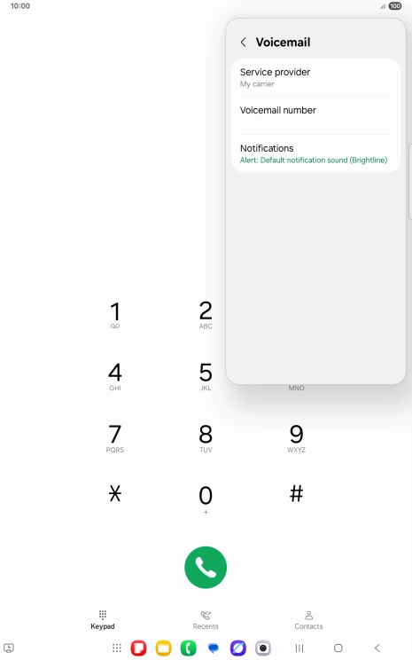 Press Voicemail number.
