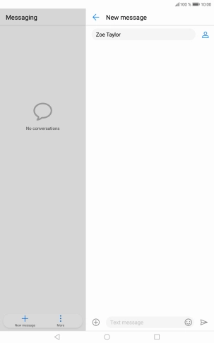 Press the text input field and write the text for your SMS.
