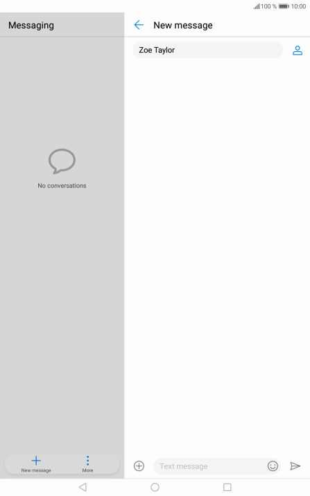 Press the text input field and write the text for your SMS.