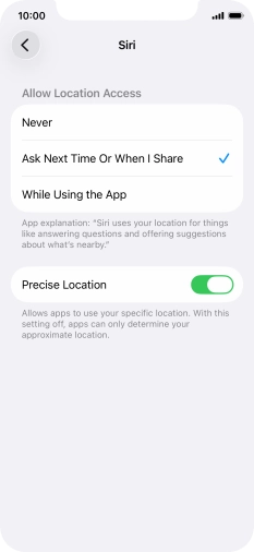 Press the required setting to turn the function on or off.