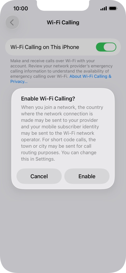 If you turn on the function, press Enable.