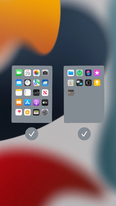 Press the fields below the required home screens to select or deselect them.