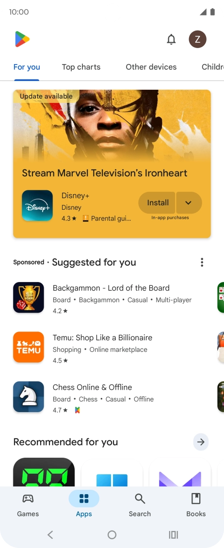 Press the profile icon.