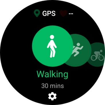 Slide your finger right or left to select the required activity.