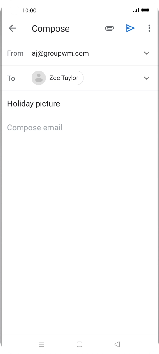 Press the text input field and write the text for your email.