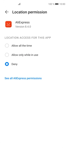 Press the required setting.