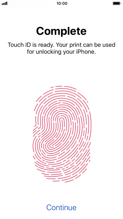 Press Continue. If you haven't previously selected a phone lock code, key in a code of your own choice twice.