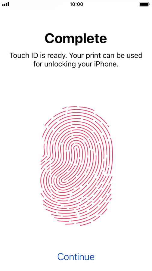 Press Continue. If you haven't previously selected a phone lock code, key in a code of your own choice twice.