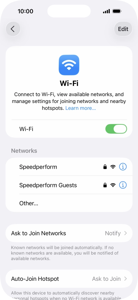 Press the required Wi-Fi network and key in the password for the Wi-Fi network.