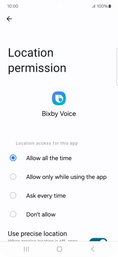 Press the required setting.
