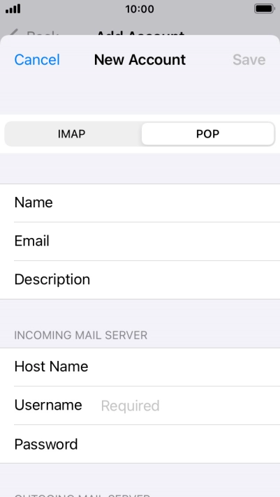 Press Username and key in the username for your email account.