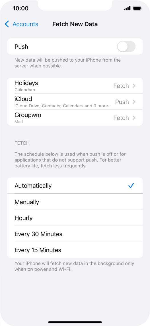 If you turn off the function, press the required setting.