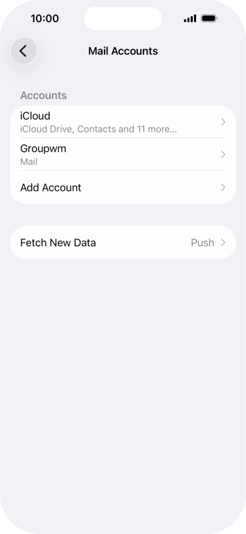 Press the name of the email account you've just set up.
