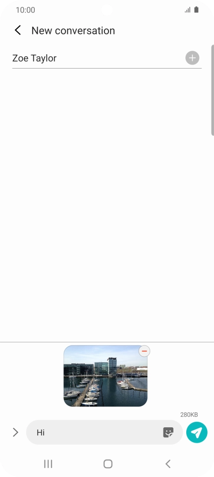 Press the send icon when you've finished your MMS.
