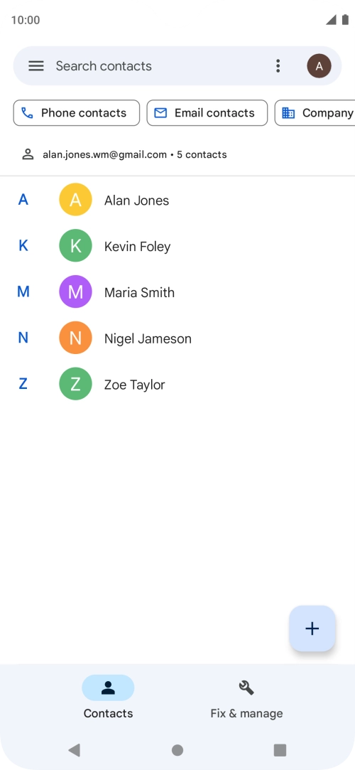 Press the new contact icon.