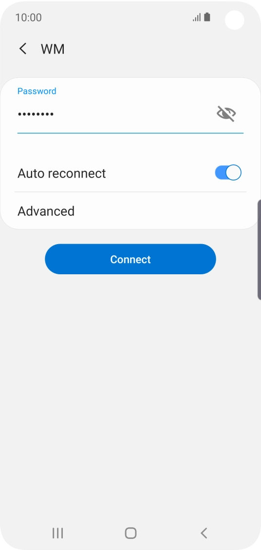 Key in the password for the Wi-Fi network and press Connect.