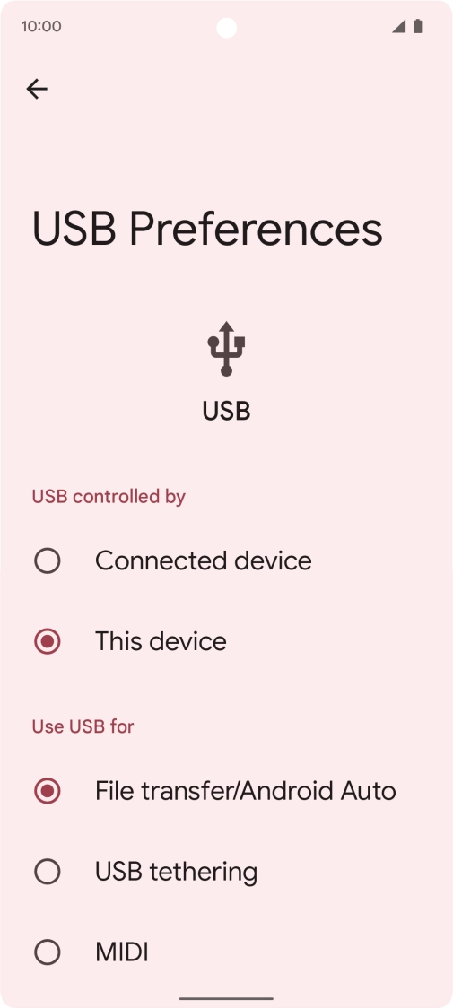 Press File transfer/Android Auto.
