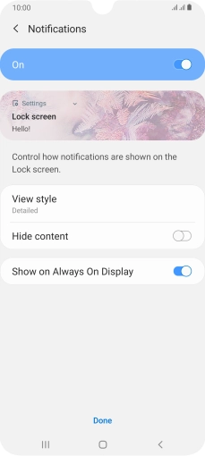 Press the indicators next to the required settings.