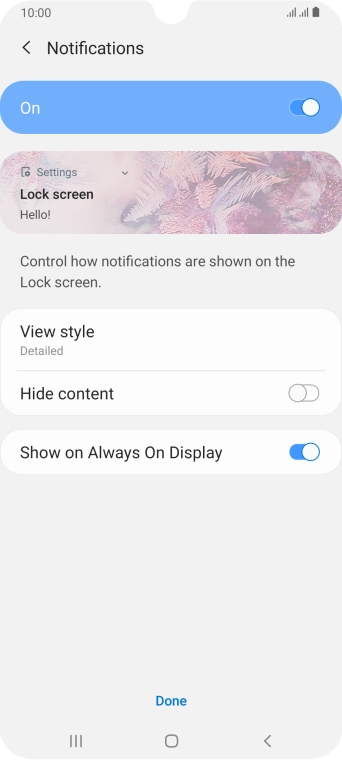Press the indicators next to the required settings.