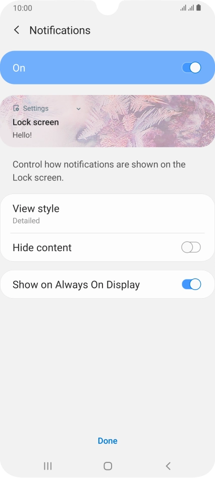 Press the indicators next to the required settings.
