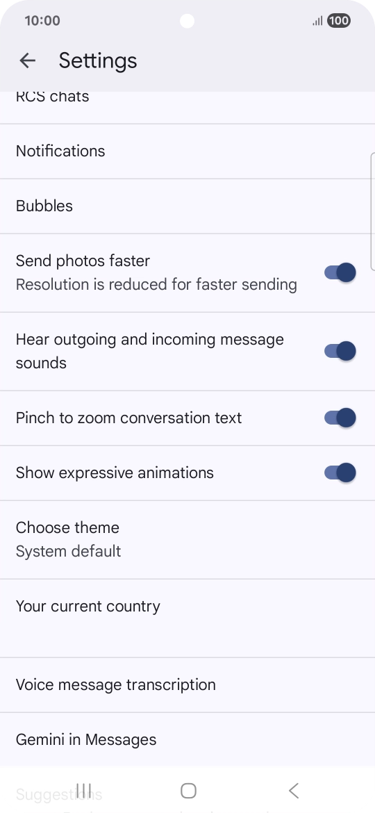 Press Gemini in Messages.