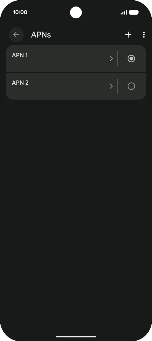 Press the field next to the data connection to activate it.