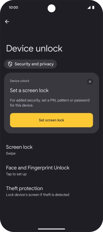 Press Face and Fingerprint Unlock.