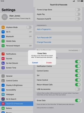 If you turn on the function, press Enable.